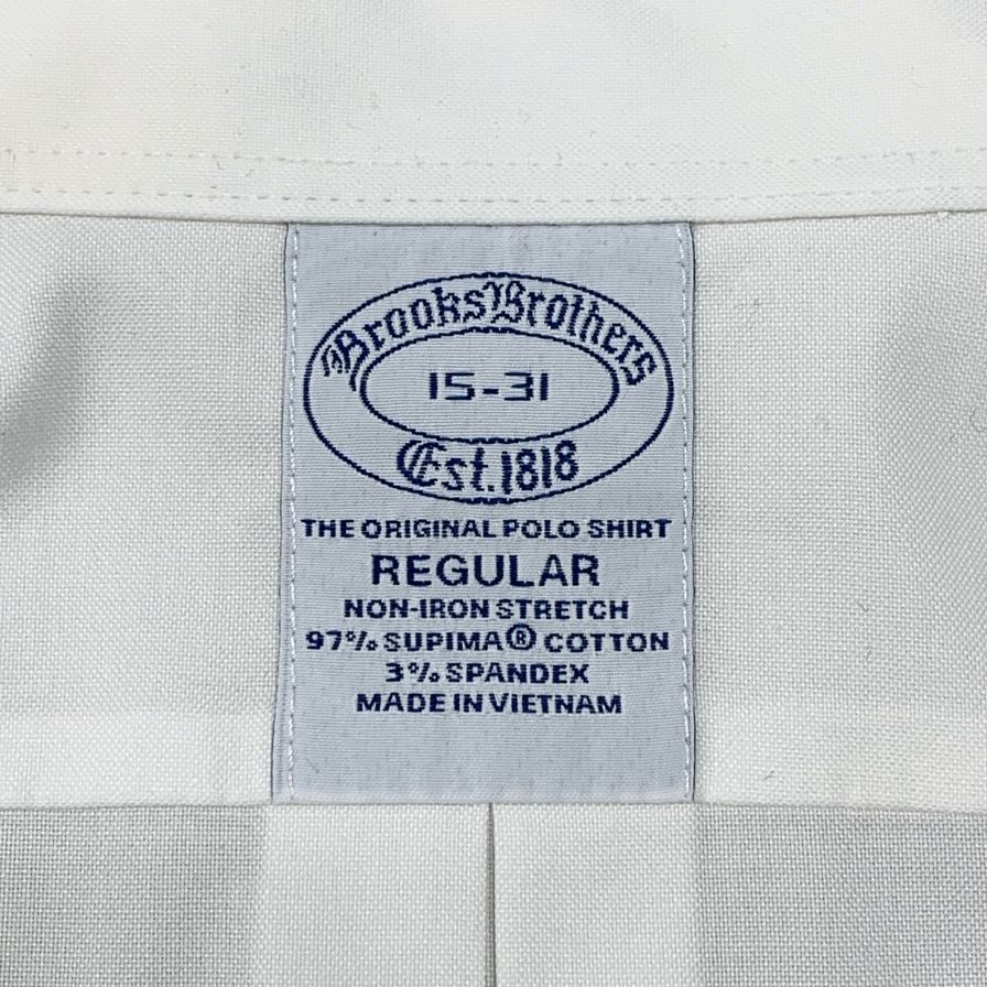 極美品◆ブルックスブラザーズ シャツ レギュラー 15-31 メンズ サイズ15 ホワイト BROOKS BROTHERS 【AFB45】