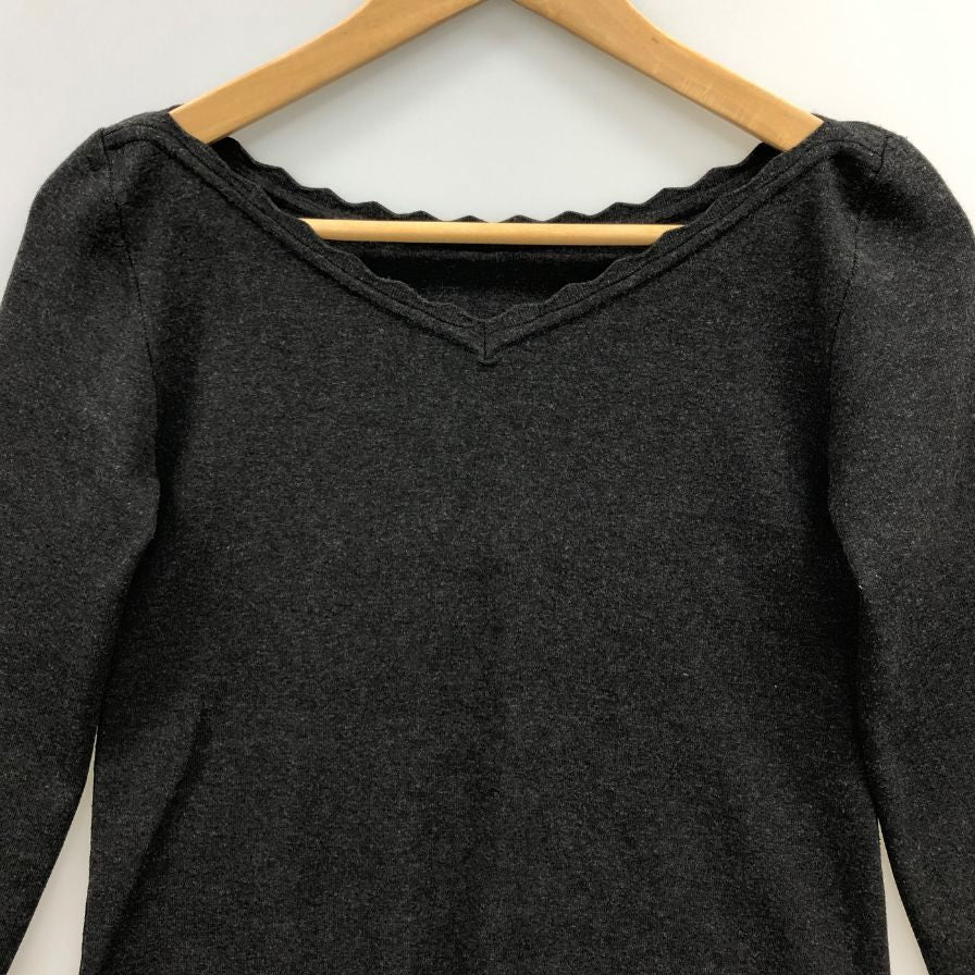 美品◆フォクシーニューヨーク ピンキングセーター カットソー トップス 31062 レディース サイズ 38 グレー FOXEY NEWYORK 【AFB23】