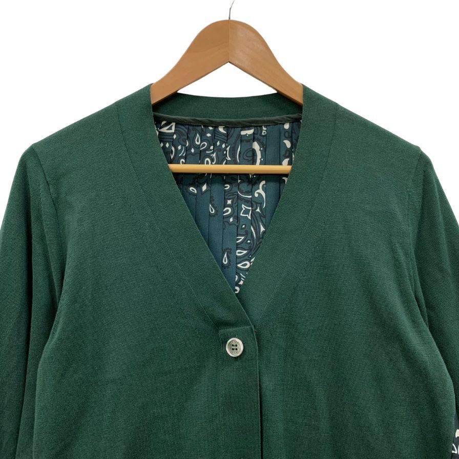 美品◆サカイ 22AW カーディガン バンダナプリント グリーン レディース サイズ3 22-05933 Sacai 【AFB49】