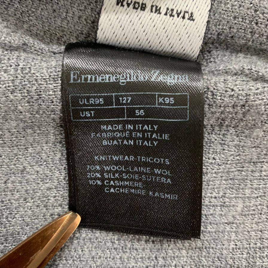 美品◆エルメネジルド ゼニア ハーフジップニット ウール カシミヤ メンズ サイズXXL グレー Ermenegildo Zegna 【AFB36】