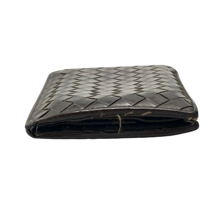 ボッテガヴェネタ イントレチャート 二つ折り財布 レザー ブラウン系 BOTTEGA VENETA【AFI4】