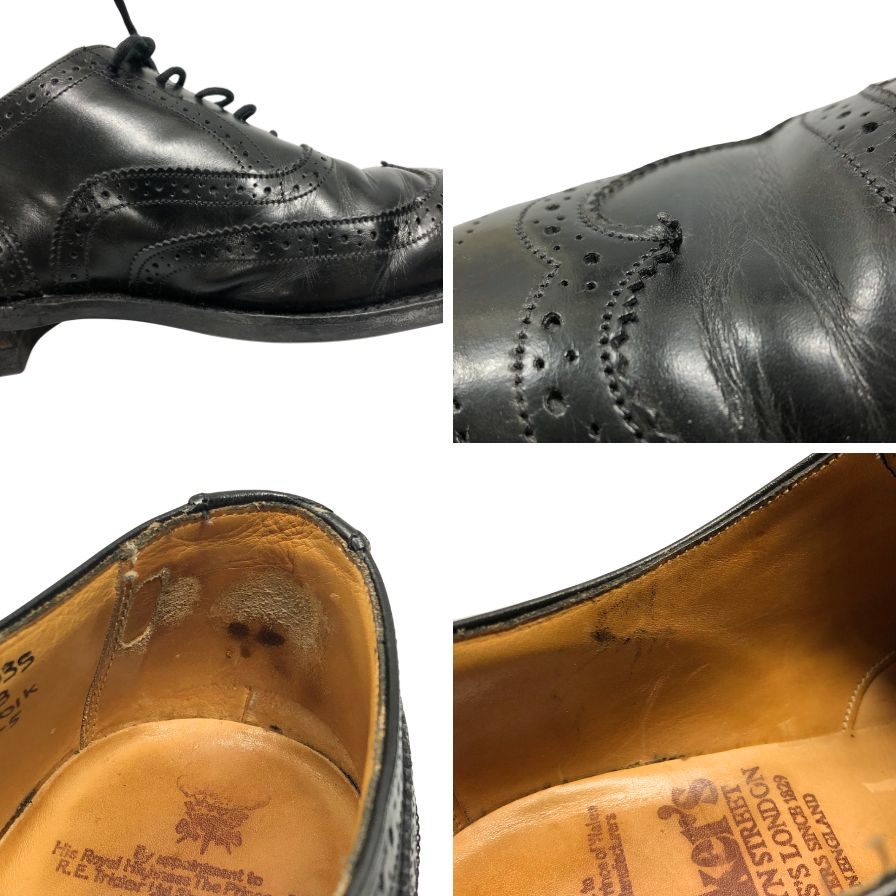 トリッカーズ レザーシューズ ノーフォーク フルブローグ ウィングチップ メンズ サイズ7.5 ブラック Tricker`s NORFOLK ビジネスシューズ 約26.0cm【LA】【中古】