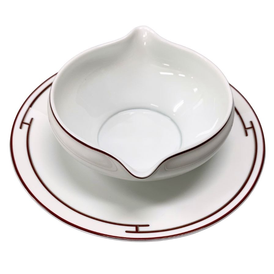 エルメス リズムレッド スープ皿 ホワイト HERMES【AFI28】【中古】