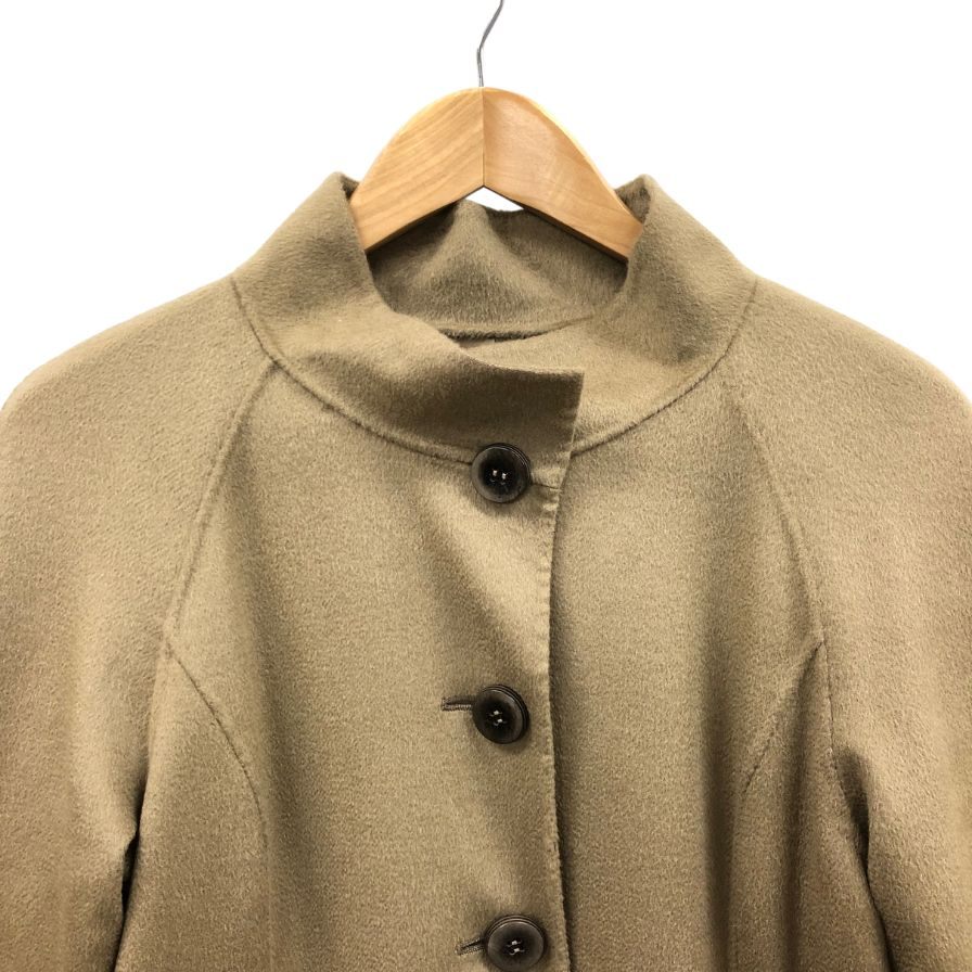 美品◆ハナエ モリ レディース スタンドカラー ボタンコート カシミア100% キャメル サイズ38 HANAE MORI 【AFA4】