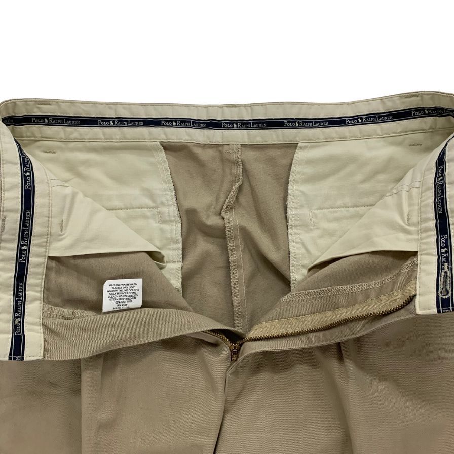 美品◆ポロ ラルフローレン チノパンツ 90年代 ポロチノ アメリカ製 コットン100% メンズ ベージュ サイズW32 L36 Polo Ralph Lauren POLO CHINO USA 【AFB15】