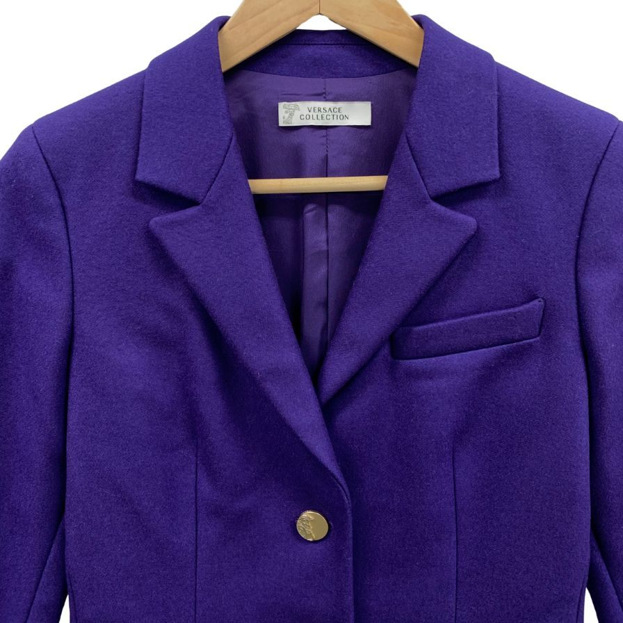 中古◆ジャンニヴェルサーチェ コレクション チェスターコート カシミヤ混 レディース サイズ38 パープル GIANNI VERSACE 【AFA2】