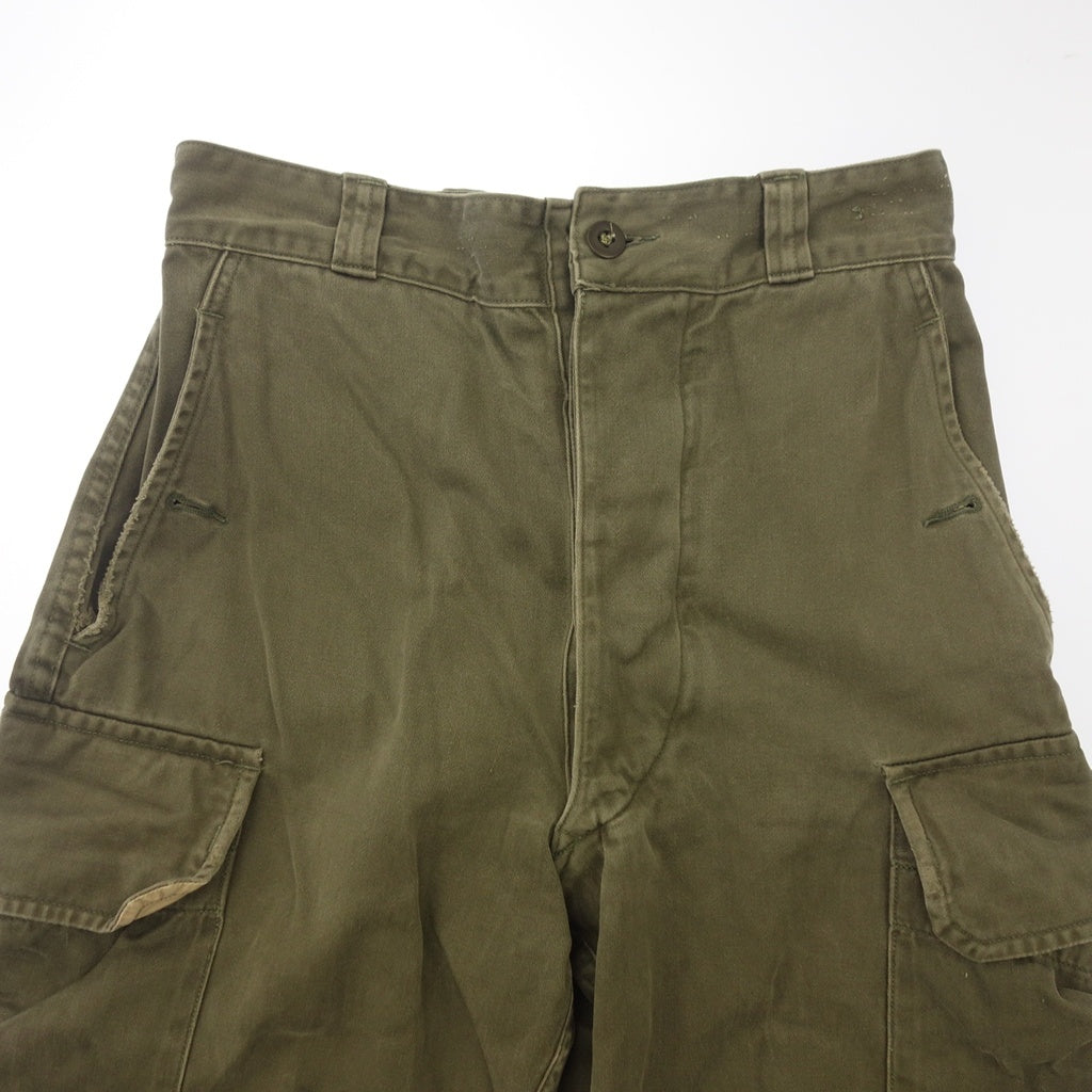 中古◆フランス軍 カーゴパンツ M64 60or70年代 レディース オリーブ サイズ68c FRENCH ARMY VINTAGE【AFB4】