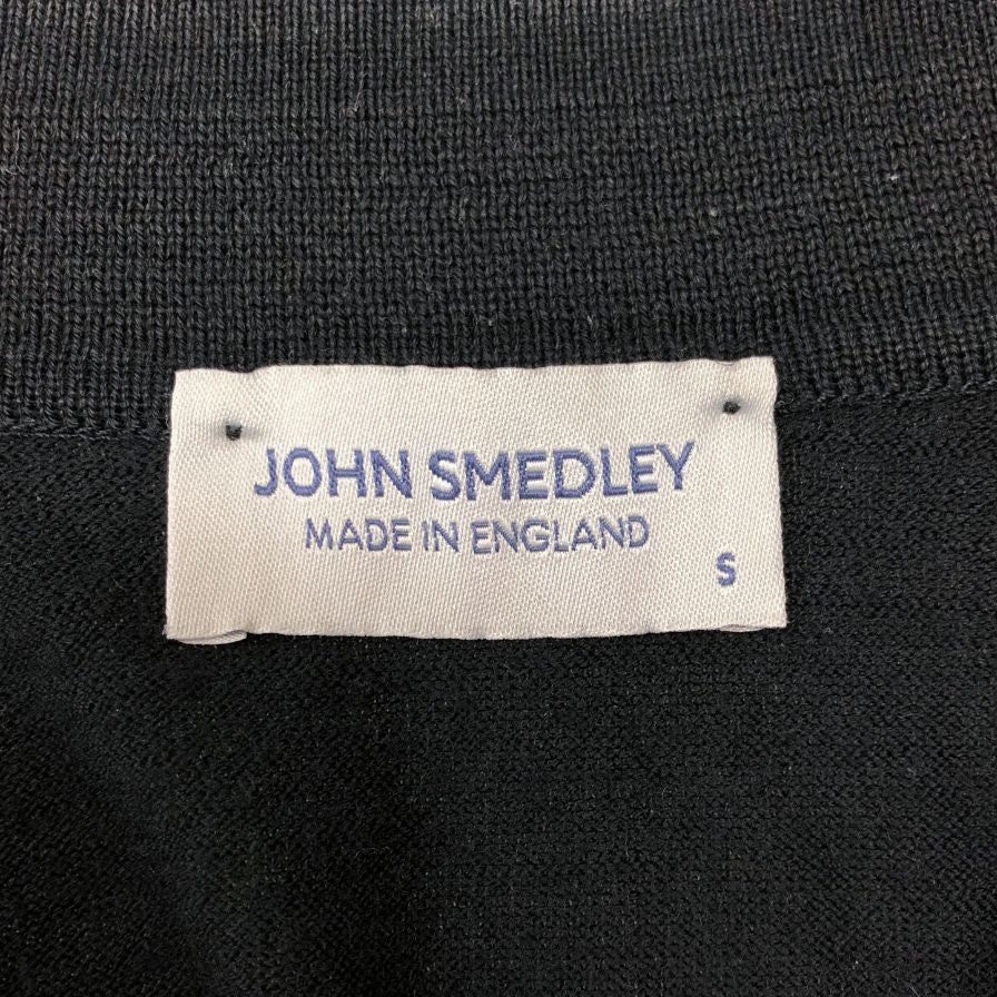 美品◆ジョンスメドレー ポロシャツ 長袖 毛 リブ メンズ サイズS ブラック JohnSmedley 【AFB13】