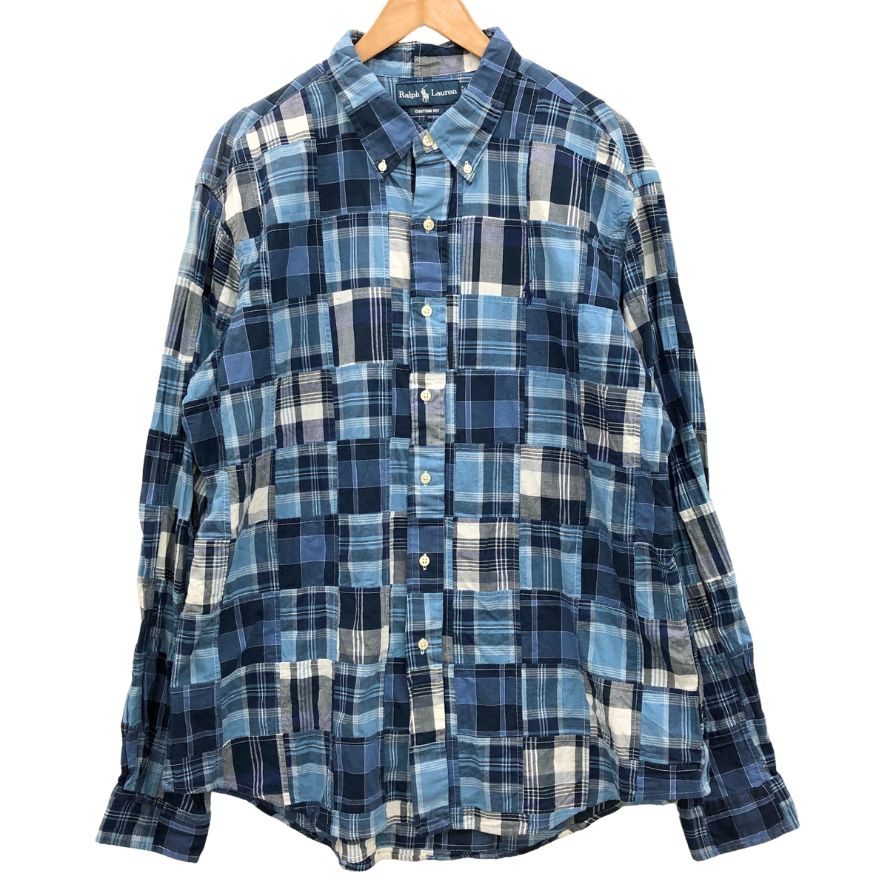 ラルフローレン 90S 長袖シャツ パッチワーク メンズ サイズXL Ralph Lauren【LA】