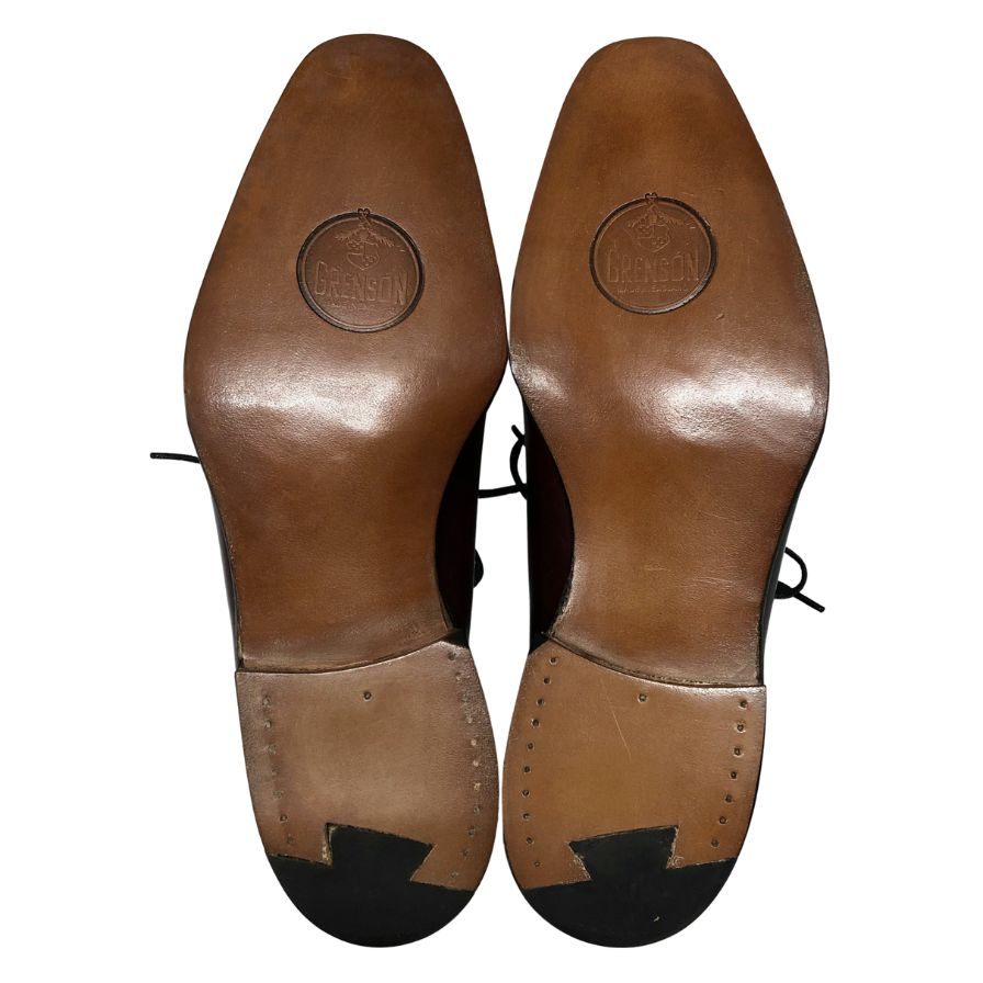 グレンソン レザーシューズ クォーターブローグ 内羽根 英国製 バーガンディ メンズ サイズ5.5E GRENSON ビジネスシューズ 約24.0cm【LA】【中古】