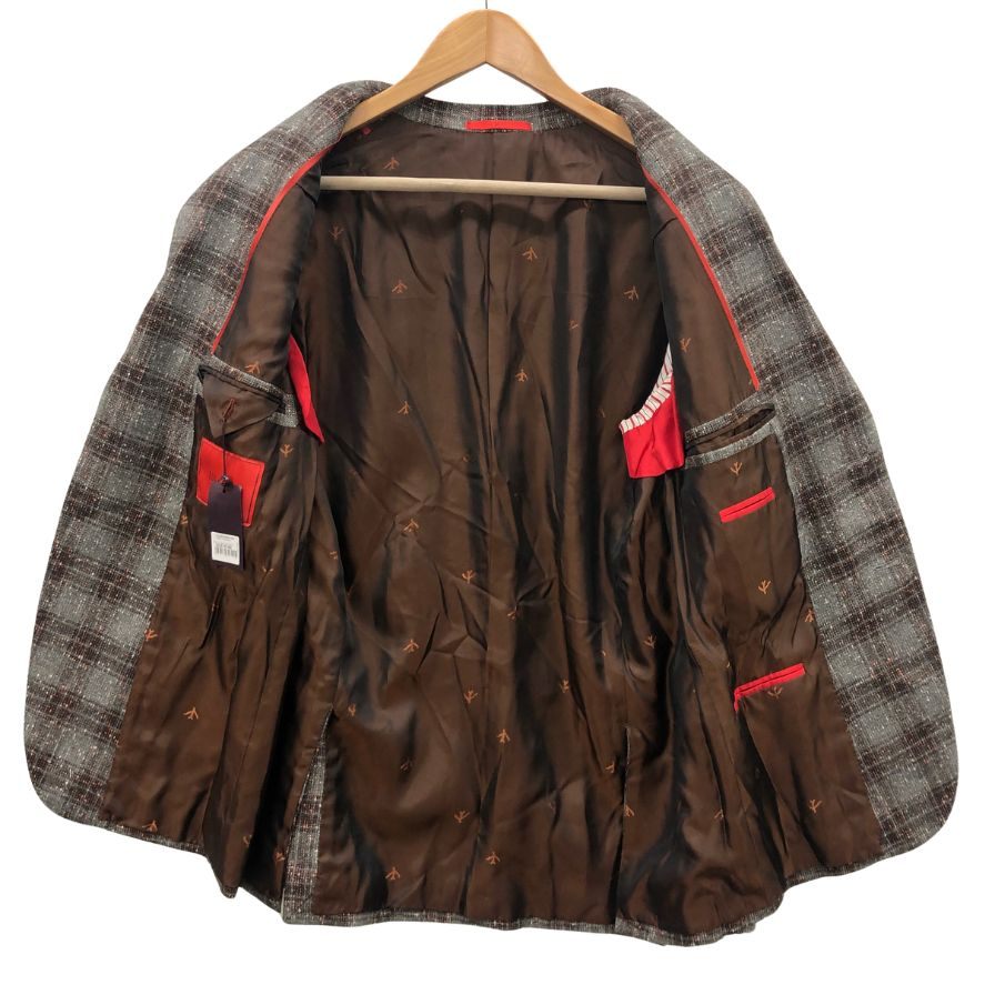 新品同様◆イザイア 2Bテイラード ツイード ジャケット グレー メンズ サイズ 50 ISAIA JAPAN 【AFB26】