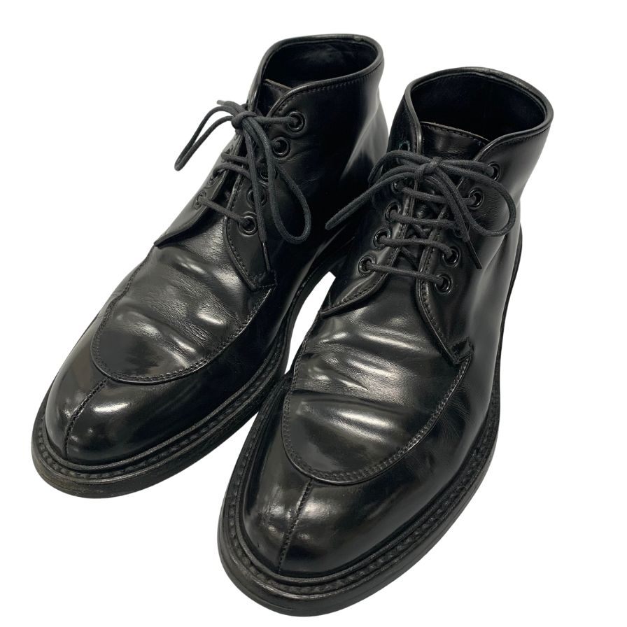 美品◆プラダ レザーシューズ Uチップ ブーツ 1484 ブラック メンズ サイズ5 PRADA【AFC40】