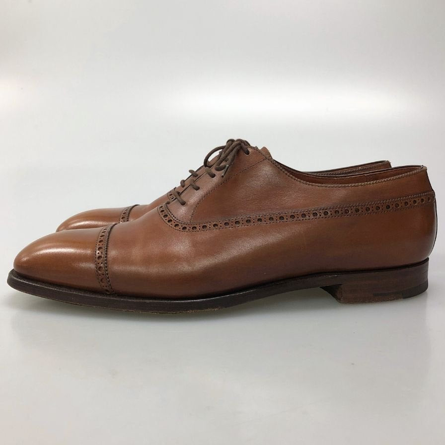 ジョージクレバリー レザーシューズ パンチドキャップトゥ 5066 サイズ9E ブラウン GEORGE CLEVERLEY 約27.5cm【AFC30】