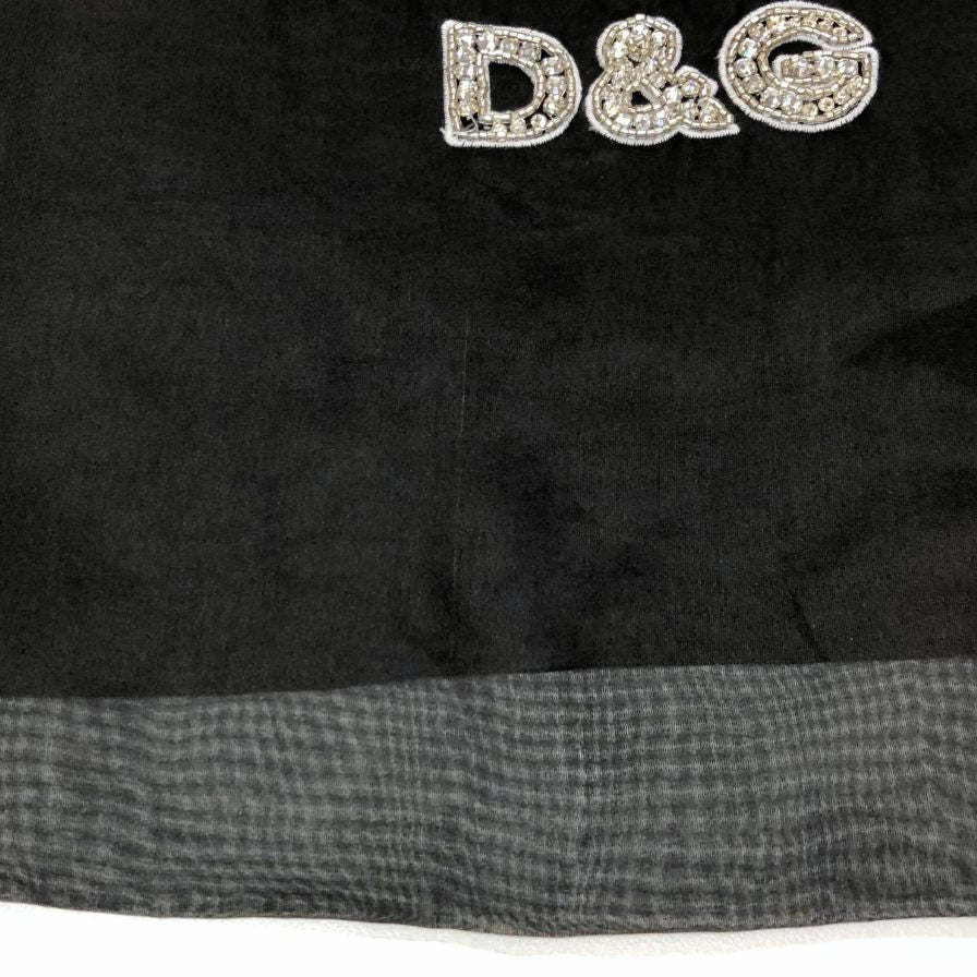極美品◆ドルチェ&ガッバーナ 2018-2019AW コレクション トップス FASHION SINNER D&G リアル クリスタル ロゴ レディース サイズ44 ブラック DOLCE & GABBANA 【AFB45】