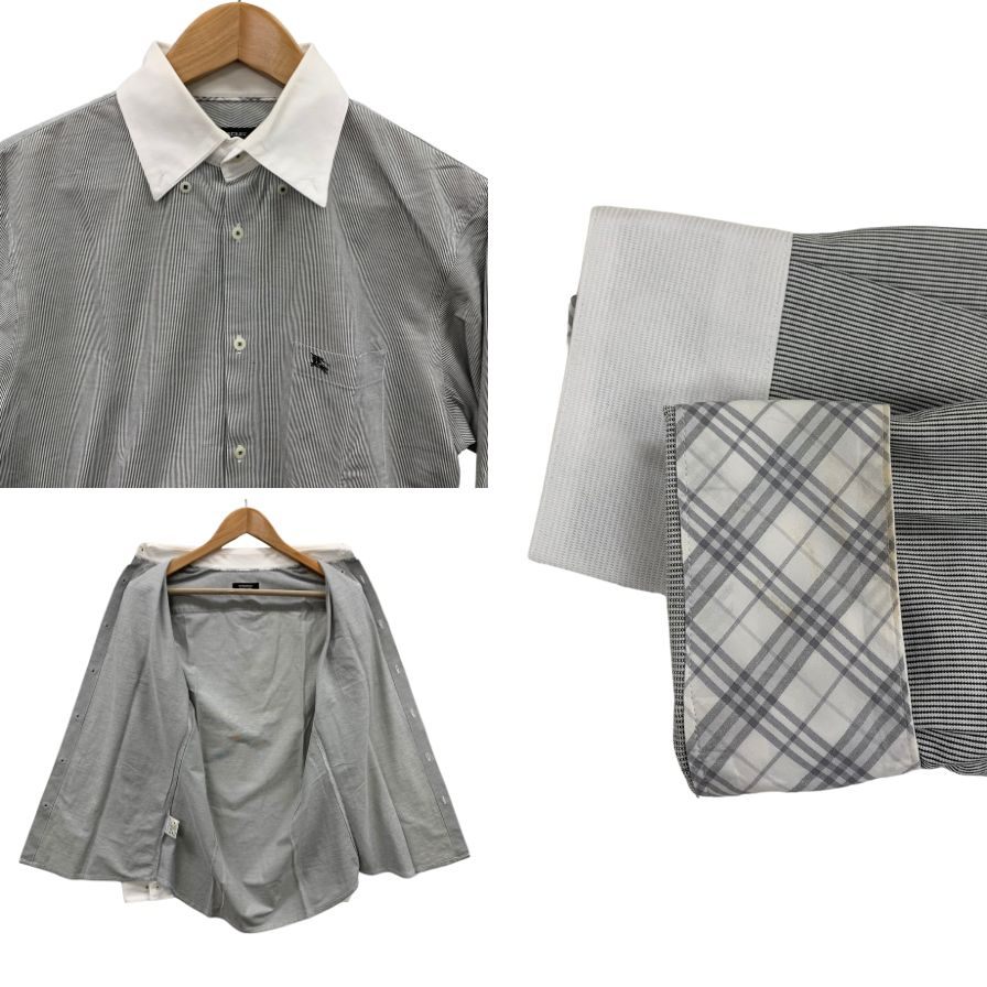 中古◆バーバリー ブラックレーベル Yシャツ 3点セット メンズ サイズ39 40 ホワイト ブラック系 BURBERRY BLACK LABEL 【AFB20】