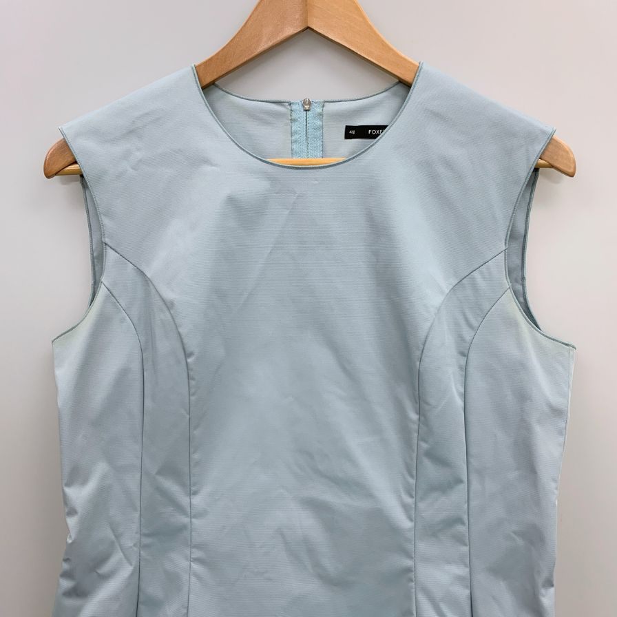 中古■フォクシー ワンピース ポリエステル エレガント スリム ドレス Aライン 27375 ライトブルー レディース サイズ42 FOXEY 【AFB10】