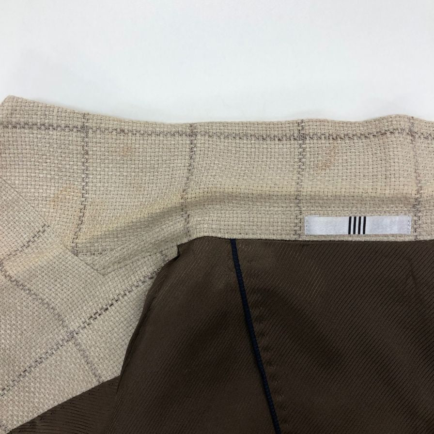 中古◆スーツセレクト リネン テーラードジャケット JSJ2056 ベージュ サイズA5 メンズ チェック SUIT SELECT DORAGO 【AFB33】