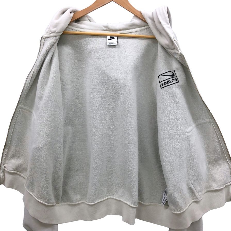 中古◆ナイキ ステューシー スウェット パーカー ボックスロゴ メンズ サイズ L ホワイト系 NIKE STUSSY 【AFB17】