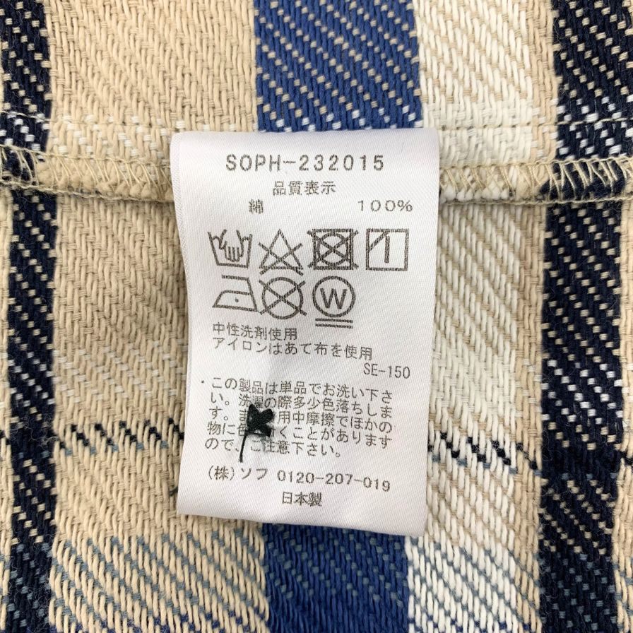 中古◆ソフネット チェック フランネル 長袖シャツ SOPH-232015 メンズ サイズS ベージュ系 SOPHNET. 【AFB15】