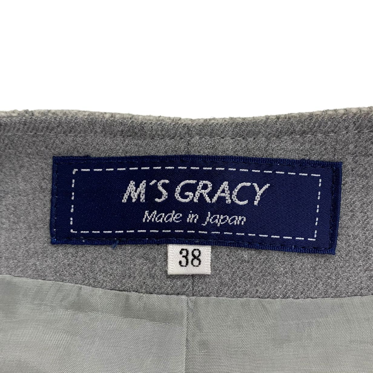 美品◆エムズグレイシー PM-911539 アンサンブル グレー 切替 ニット サイズ38 M’s GRACY 【AFB24】