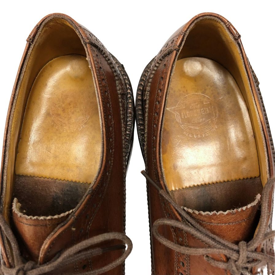 フローシャイム バーシティ 30679 CJ 69年製 ウイングロングチップ ブラウン メンズ サイズ9 FLORSHEIM VARSITY 約27.0cm【AFC34】