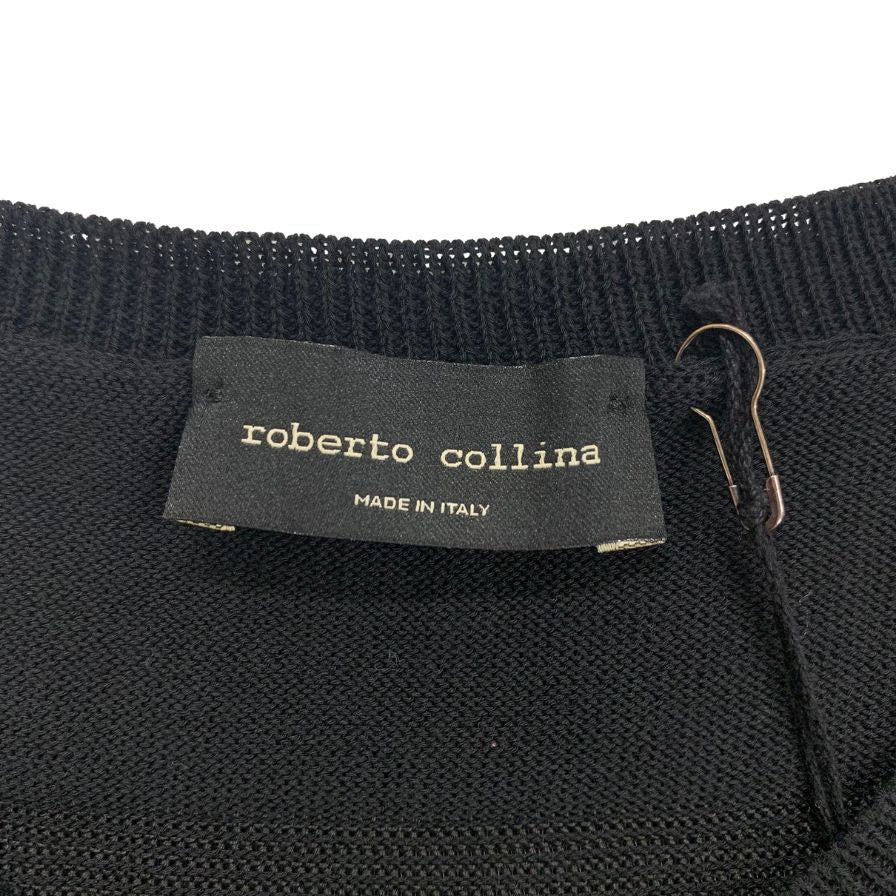 新品同様◆ロベルトコリーナ ニットTシャツ シースルー RE47021 ブラック サイズ48 レディース roberto collina 【AFB24】