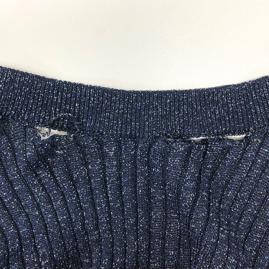 中古■クロエ ワンピース ラメ ニット ロング 長袖 ネイビー レディース サイズM Chloe 【AFB9】