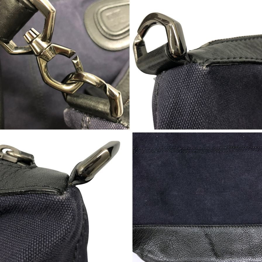 ジバンシー 2WAY ハンドバッグ ナイチンゲール キャンバス レザー コットン ネイビー ブラック GIVENCHY【AFE12】