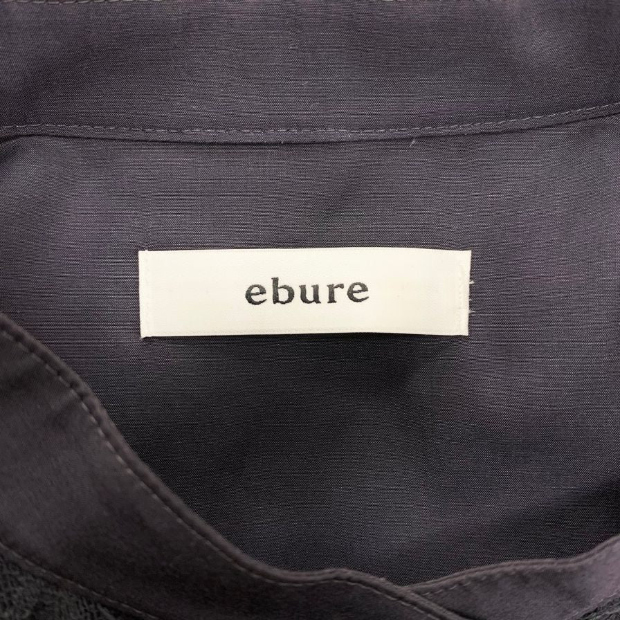 美品◆エブール 半袖シャツ レース ネイビー レディース サイズ38 ebure 【AFB49】