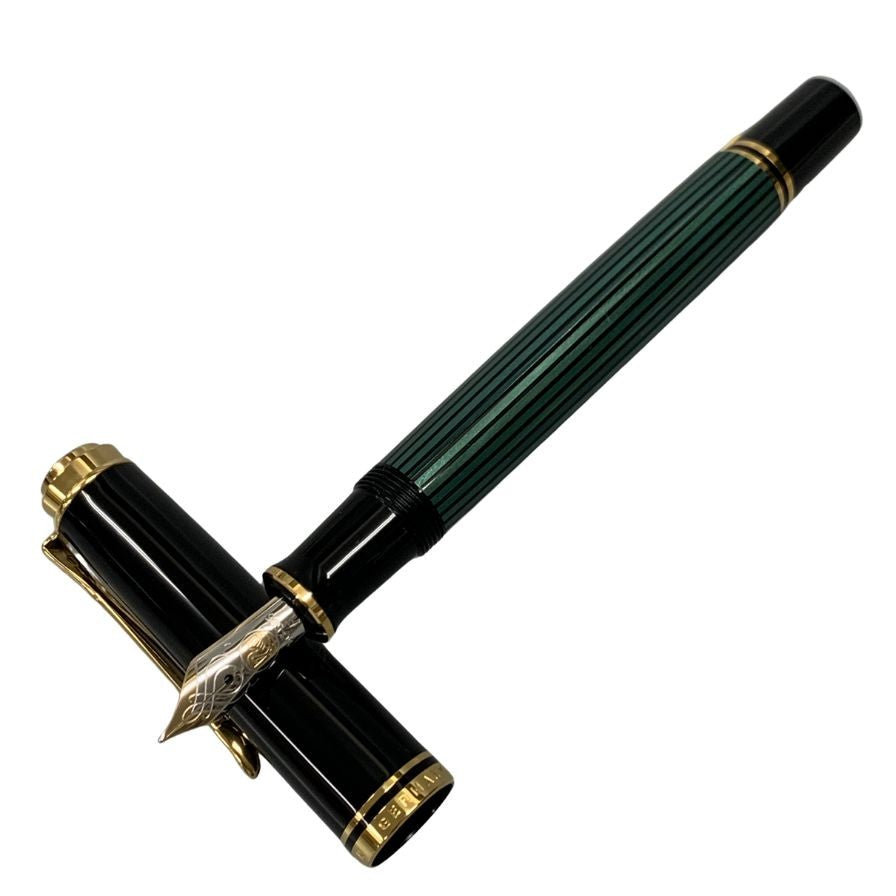 ペリカン 万年筆 スーベレーン 緑縞 ストライプ ペン先14C-585 F字 PELIKAN Souveran【AFI18-2】