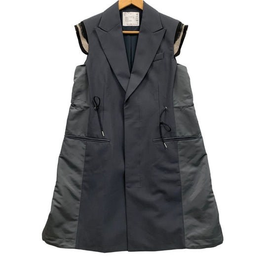 極美品◆サカイ 23AW ベスト ジレ Suiting Mix Vest 23ー06756 グレー レディース サイズ1 Sacai 【AFB30】