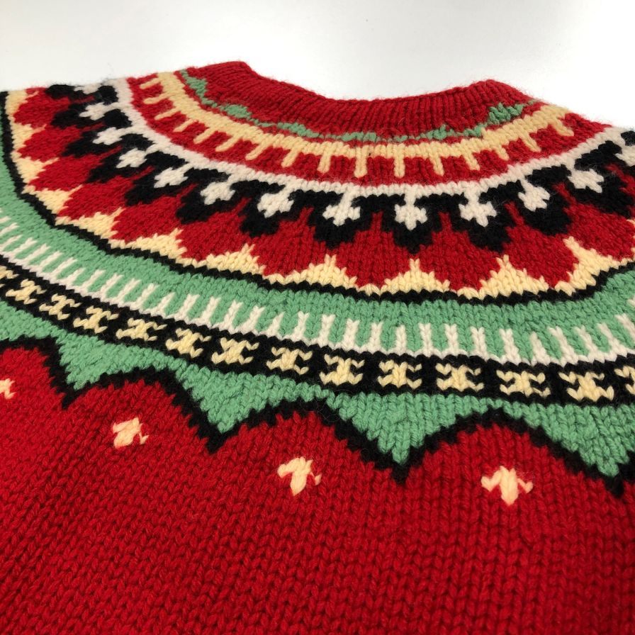 美品◆ポロ ラルフローレン ハンドニット クルーネック ネイティブ柄 ウール サイズL メンズ Polo Ralph Lauren 【AFA15】