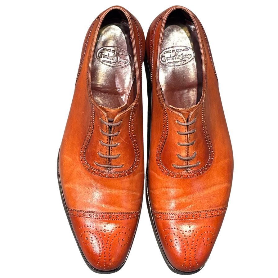 クロケット&ジョーンズ レザーシューズ アルビオン セミブローグ カーフ ブラウン サイズ7.5E メンズ Crockett&Jones ビジネスシューズ 約25.5cm【LA】【中古】