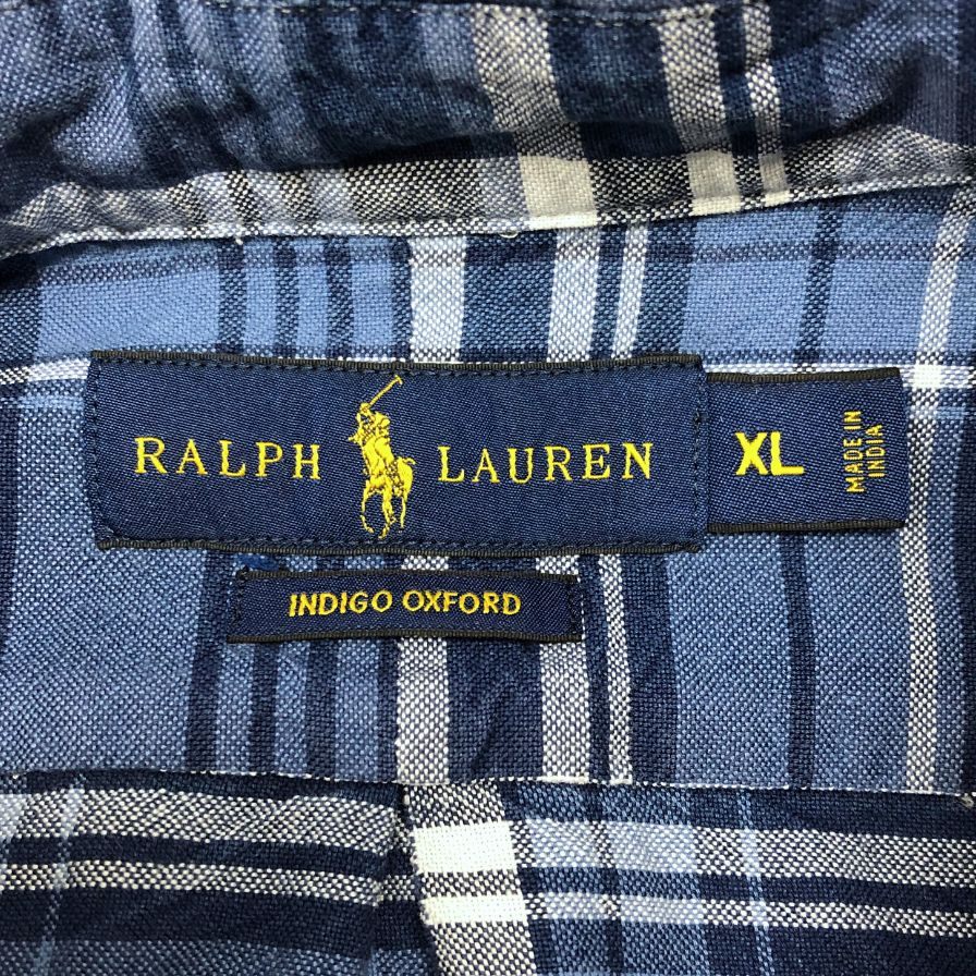 ラルフローレン チェックシャツ チェック柄 ブルー系 メンズ サイズXL Ralph Lauren【LA】