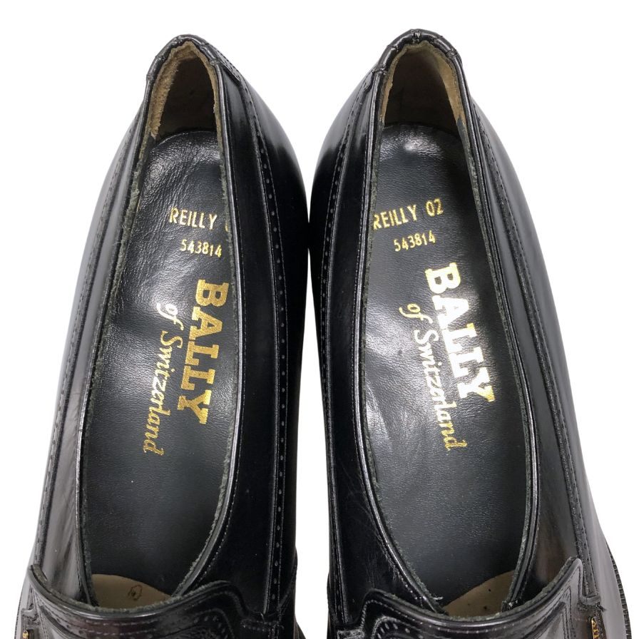バリー ローファー ウイングチップ レザー スリッポン ブラック メンズ サイズUK7 BALLY 約25.0cm【AFC9】