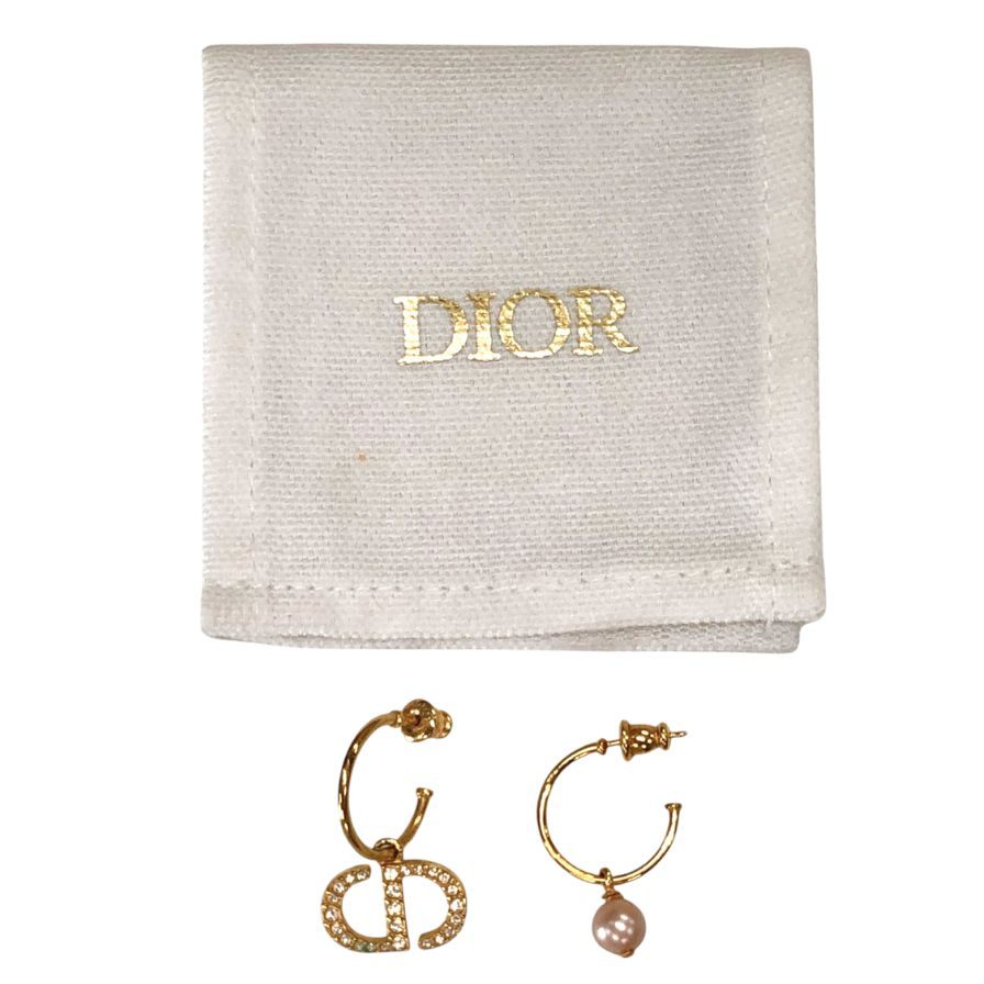 クリスチャンディオール ピアス PETIT CD ゴールド パール ラインストーン DIOR