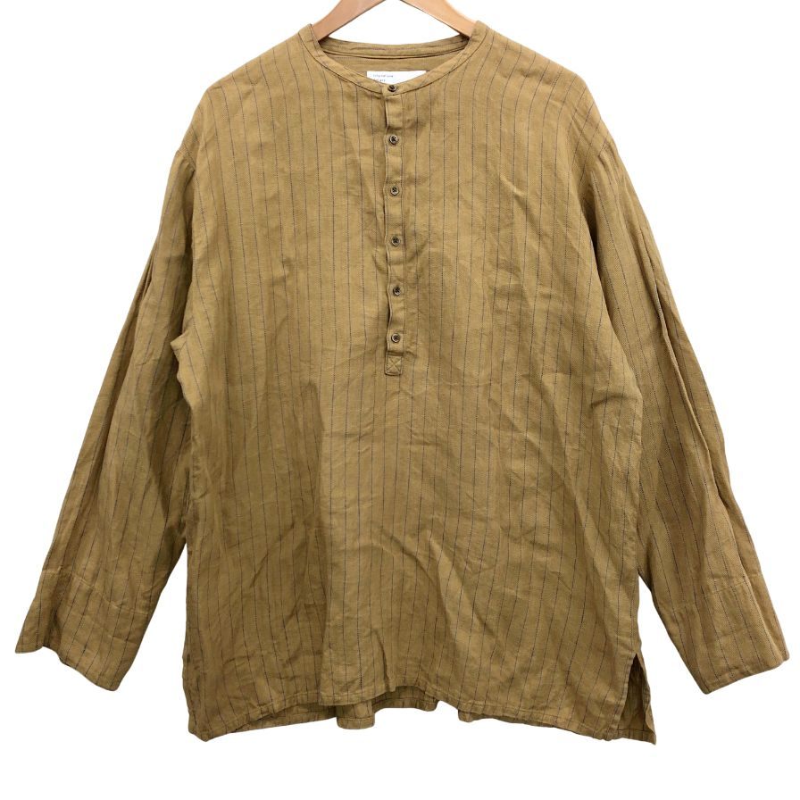 美品◆インターナショナルギャラリービームス シャツ リネンプルオーバー ヘンリーネック ベージュ メンズ サイズM international gallery beams 【AFB34】