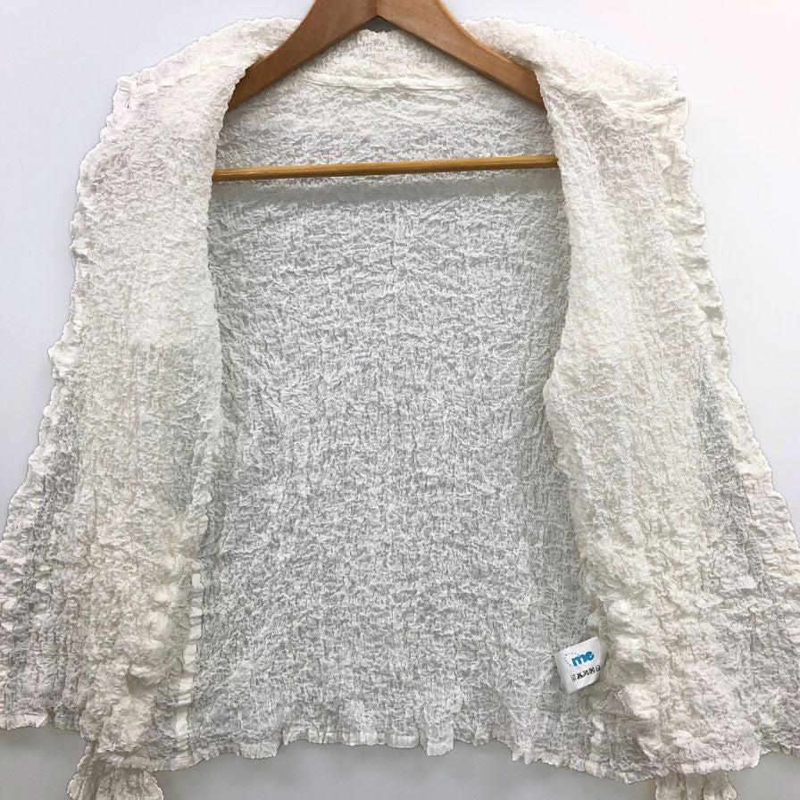 極美品◆ミー イッセイミヤケ カーディガン MI84FK128 レディース サイズ フリー ホワイト me ISSEY MIYAKE 【AFB26】