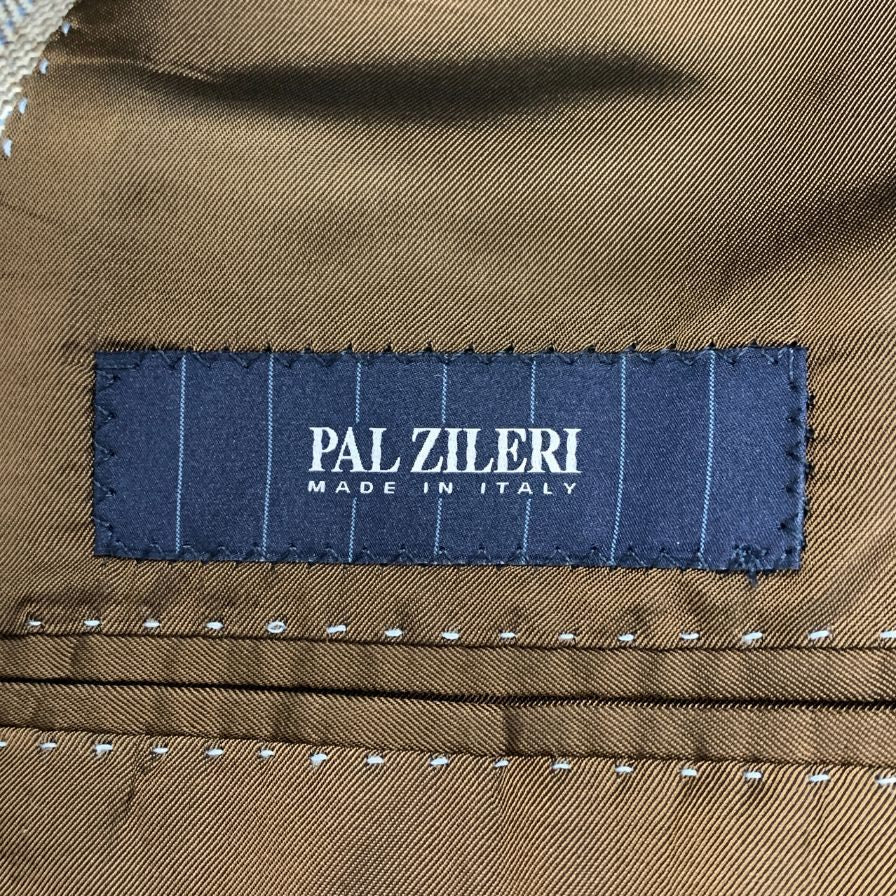 美品◆パルジレリ テーラードジャケット ペーン柄 ウール カシミア メンズ サイズ48 グレー系 PAL ZILERI 【AFB41】