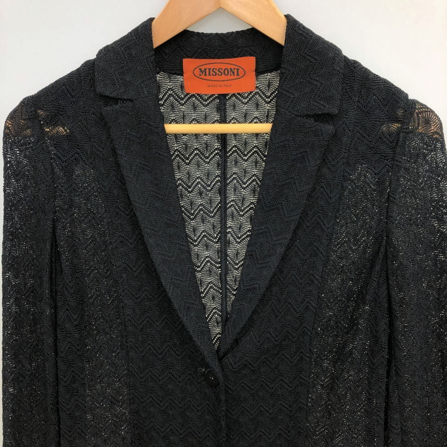 美品◆ミッソーニ ニットカーディガン レース ブラック レディース サイズ40 MISSONI 【AFB14】