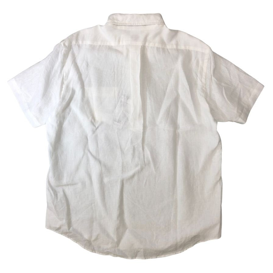 中古◆ビームス ブルックスブラザーズ 別注 半袖 リネン プルオーバー シャツ ホワイト Mサイズ BEAMS 【AFB2】
