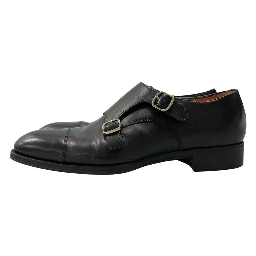 サントーニ レザーシューズ ダブルモンク 14445 メンズ サイズ5.5 ブラック Santoni 約24.5cm【AFD7】