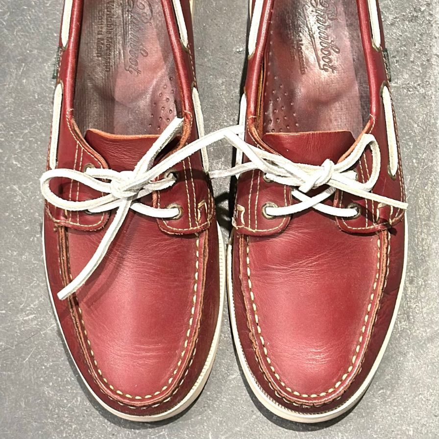 パラブーツ レザーデッキシューズ バース バーガンディ メンズ UK7 PARABOOT ビジネスシューズ 約25.5cm【LA】【中古】