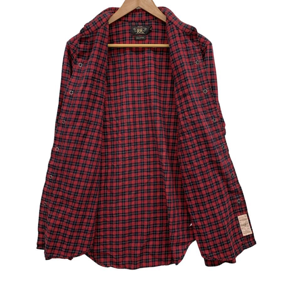 ダブルアールエル ウエスタンシャツ ワンスター チェック スタッズ レッド メンズ サイズS RRL Ralph Lauren【LA】