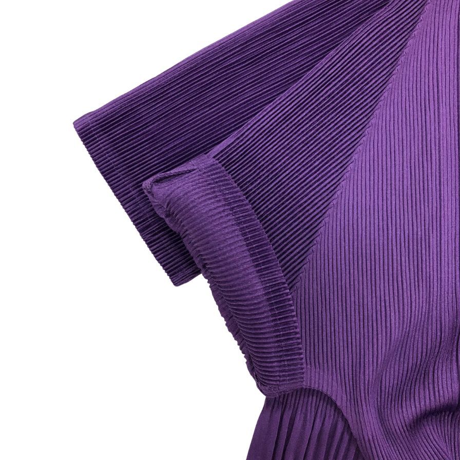極美品◆プリーツプリーズ イッセイミヤケ 半袖カットソー パープル レディース サイズ3 PP93-FK882 PLEATS PLEASE ISSEY MIYAKE 【AFB16】