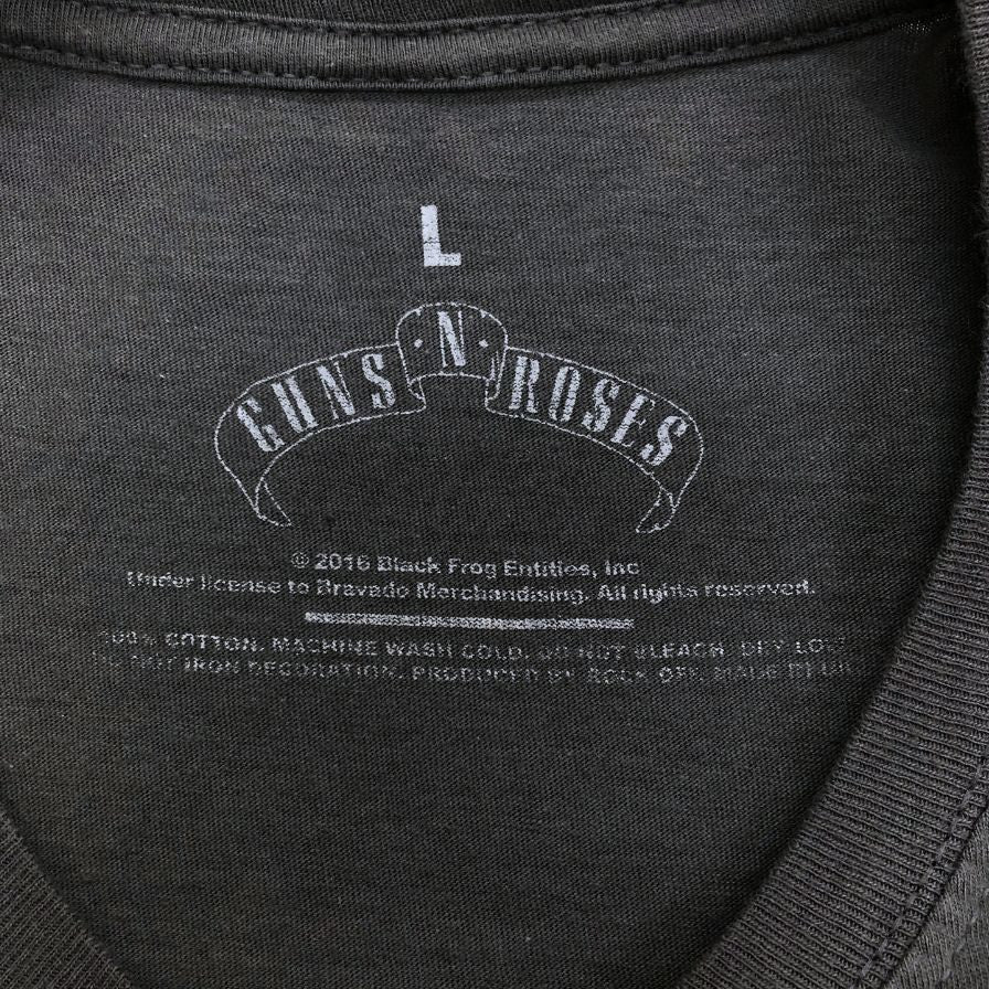 美品◆ガンズ&ローゼス Tシャツ 公式 半袖 プリント バンド バンT チャコール グレー メンズ サイズL GUNS&ROSES 【AFB29】