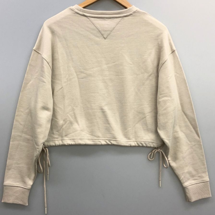 美品◆トミージーンズ スウェット クロップド丈 サイドレース アイボリー レディース サイズS TOMMY JEANS 【AFB5】