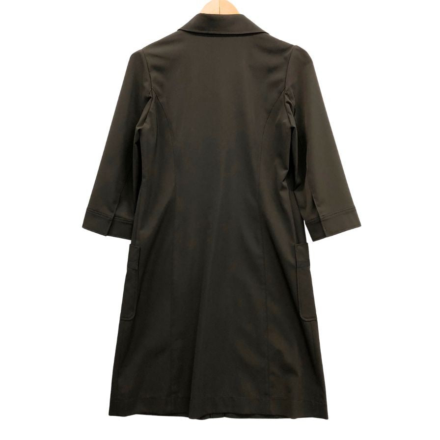 美品◆フォクシー ニューヨーク ワンピース 24889-SCRAZ114 七分袖 シャツ ストレッチ ブラウン レディース サイズ42 FOXEY NEW YORK 【AFB25】