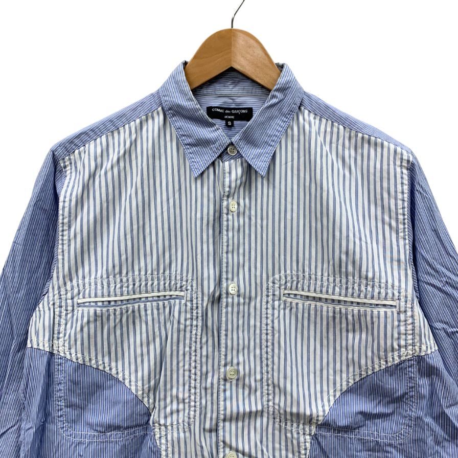 中古◆コムデギャルソン オム 長袖シャツ ストライプ切替 メンズ サイズS HQ-B003 comme des garcons homme 【AFB49】