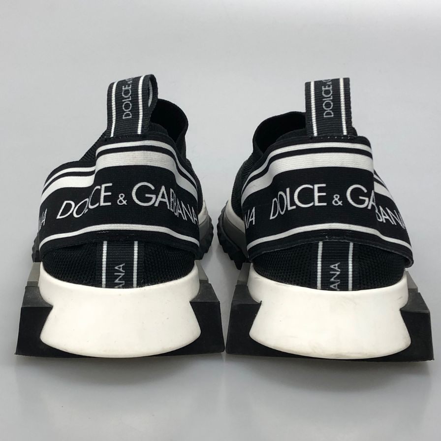 ドルチェアンドガッバーナ ローカットスニーカー ソレント ロゴ ニット スリッポン ブラック メンズ サイズ40.5 DOLCE&GABBANA 約25.5cm【AFD5】